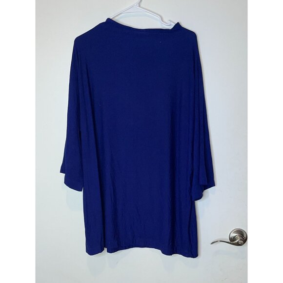 Bryn Walker Womens Royal Blue XL Tunic Top 3/4 Sleeve Relaxed Fit Made In USA - Picture 5 of 9